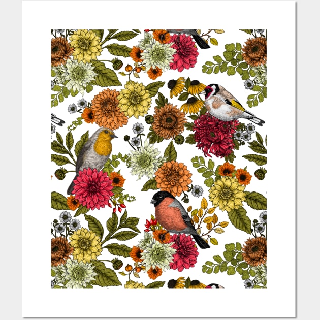 Garden birds and flowers Wall Art by katerinamk